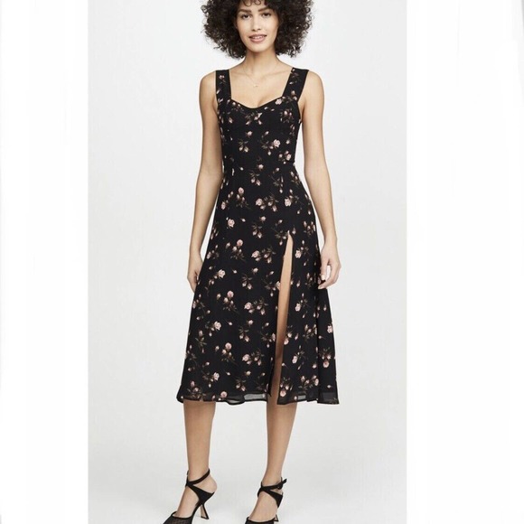 Reformation NWT Black Sleeveless Fulton Romy Floral Print Dress Size 2 - Picture 11 of 11